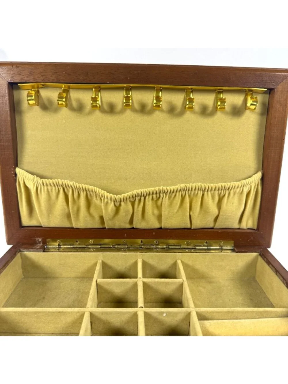 Vintage Montgomery Wards Wondercrafts Green Marble Top Wood Jewelry Box Drawer
